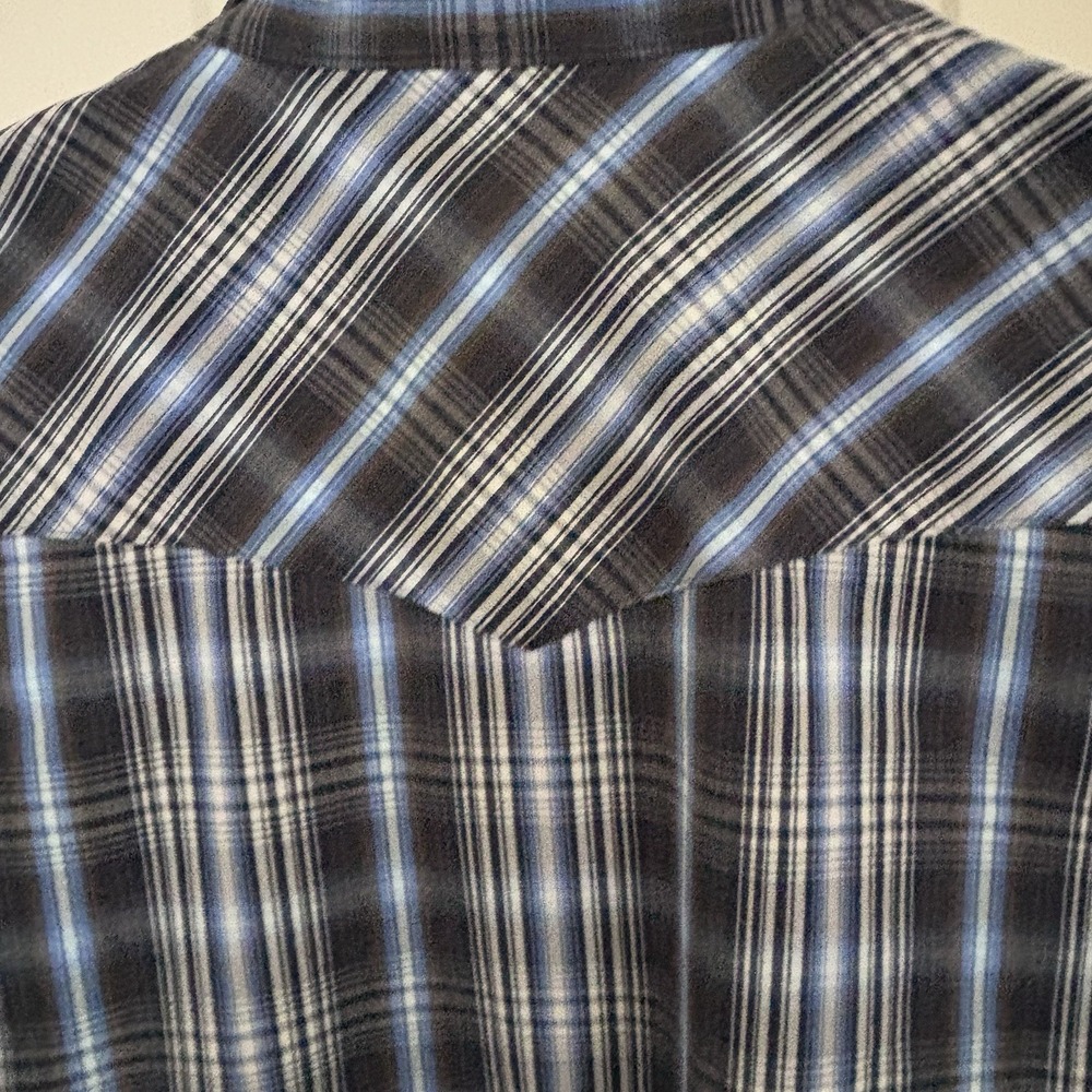 EXPRESS Long Sleeve Shirt‎ Men's Pearl Button Down Blue Size Medium 15-15 1/2 - Picture 7 of 10